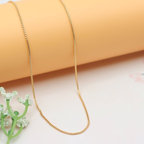 "Rose Gold Box Chain Necklace Sleek & Timeless Style, XPNL0133 - Picture 1 of 12